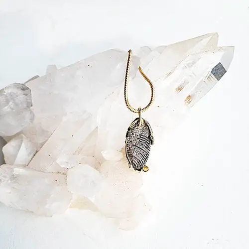 Dierbare ring in een hanger met vingerafdruk