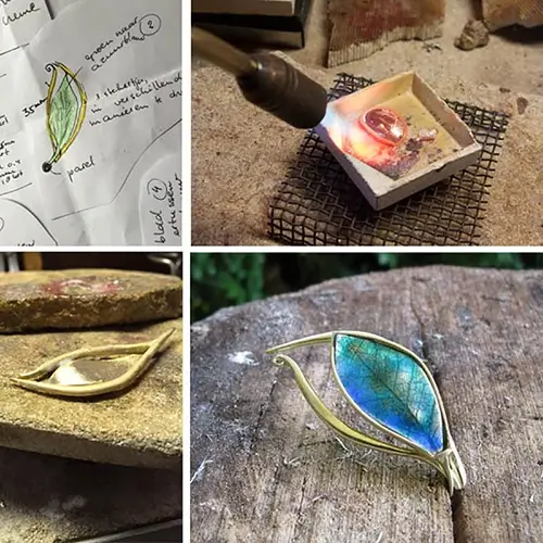 gedenksieraden met emaille. Emaille is gebakken glas.