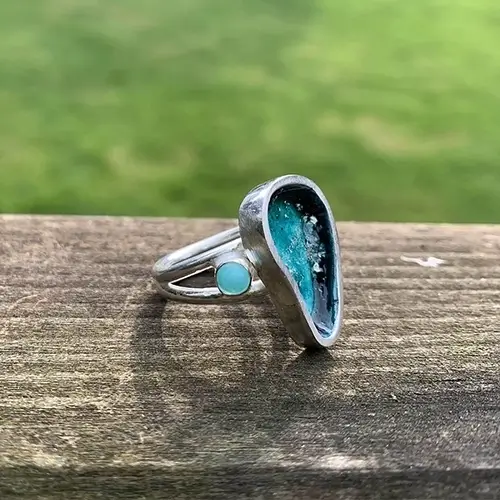 Ring met turkoois, geboortesteen van december